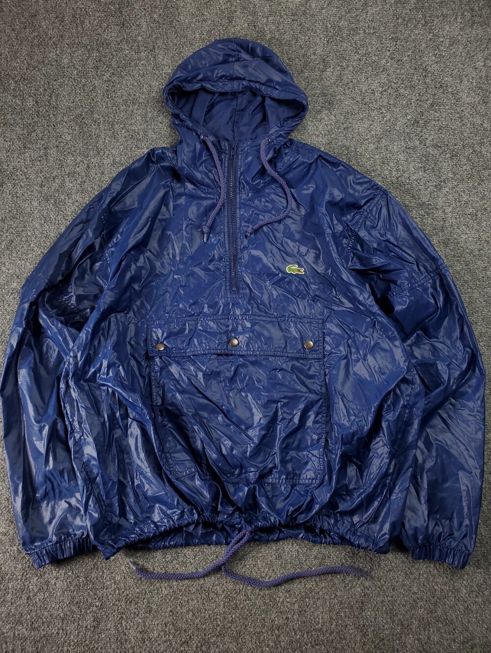 Vintage 90s Izod Lacoste Windbreaker Jacket Large Anorak Half Zip Pullover Blue